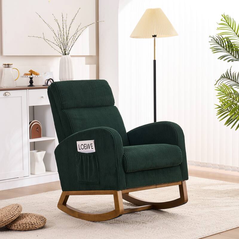 Comfortable fabric lounge rocker, corner reading rocker for living room