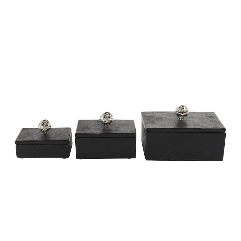 Marble Decorative Box with Gold Final or Textured Aluminum Knobs Set of 3 Green - Roche River Decor