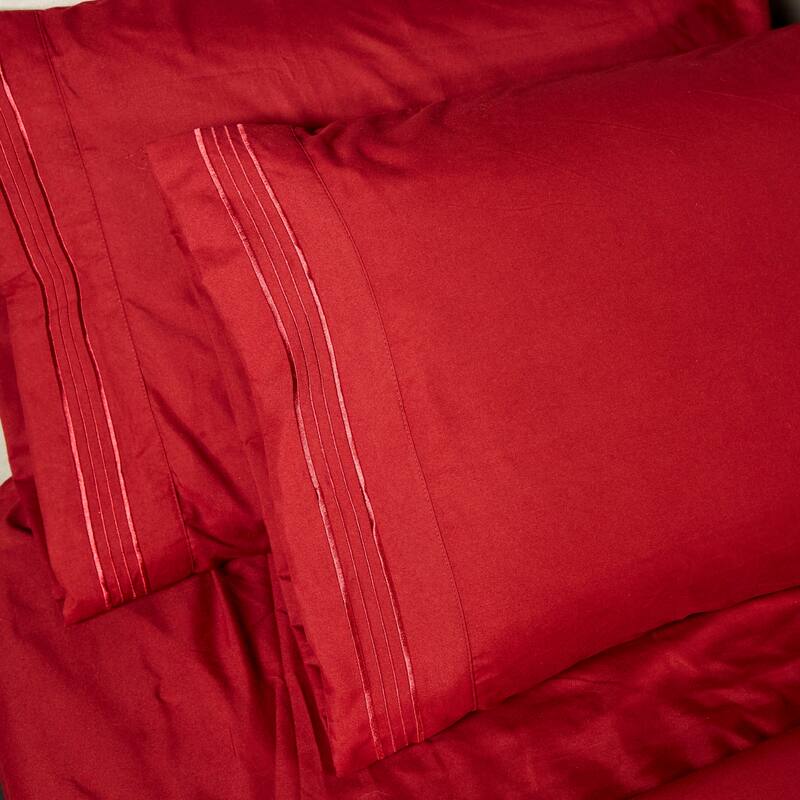 Authentic Hotel and Spa 1800 TC Brushed Microfiber Sheet Set with 4 Line Embroidery