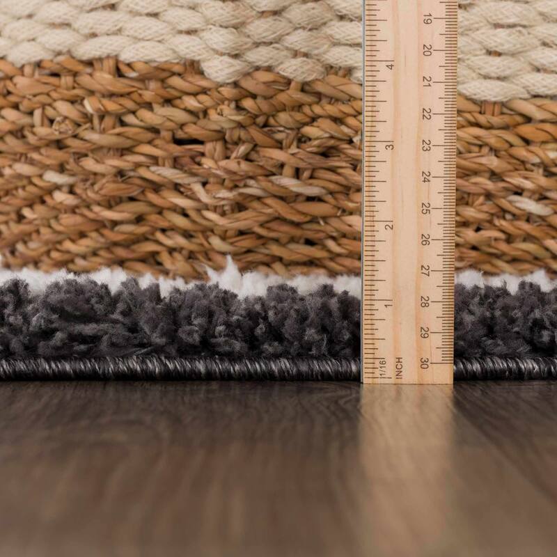 Hauteloom Brad Shaggy High Plush Pile Abstract Striped Area Rug