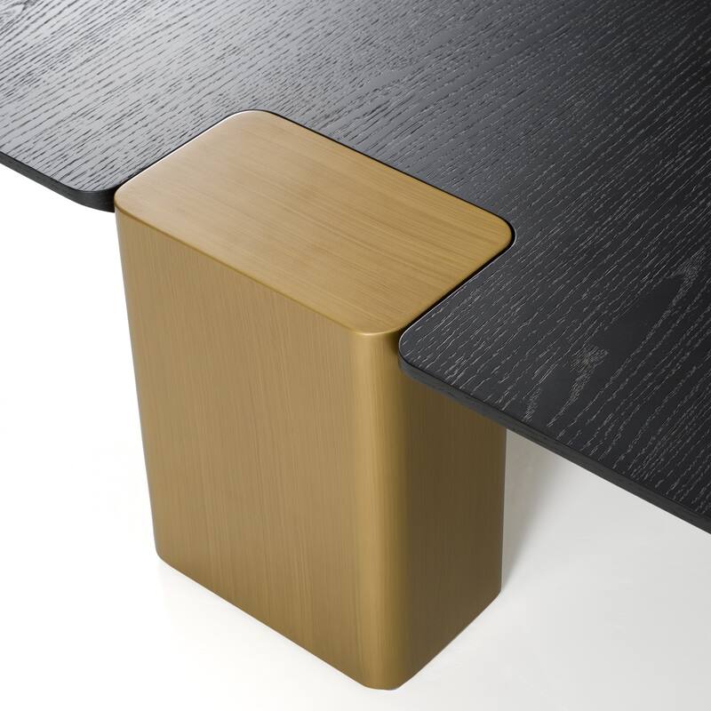 Modrest Harold Modern Black Oak+ Brushed Gold Oak Square Small Coffee Table