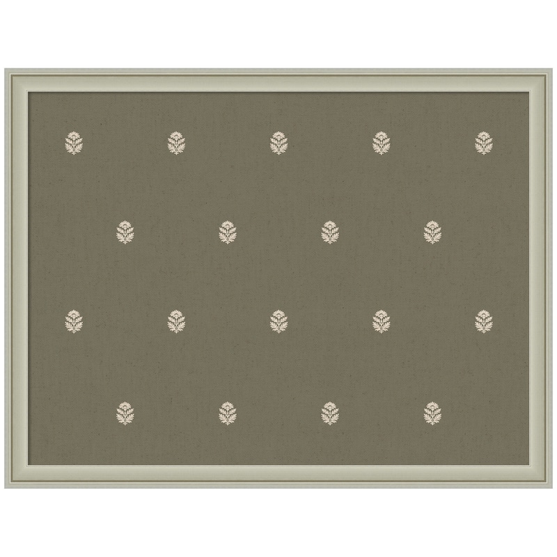 Kate and Laurel Pinboard Green Botanical Block Print - 26x20 - Florence Silver