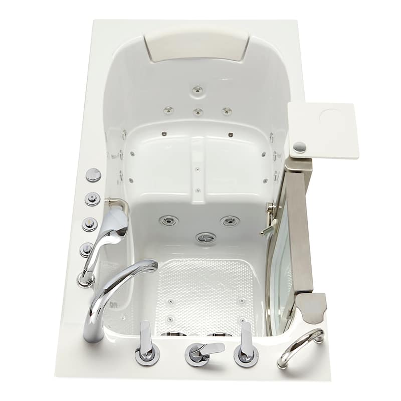 Ella Royal 32"x52" Acrylic Hydro Massage Walk-In Bathtub with Inward Swing Door, 5 Piece Fast Fill Faucet, 2" Dual Drain