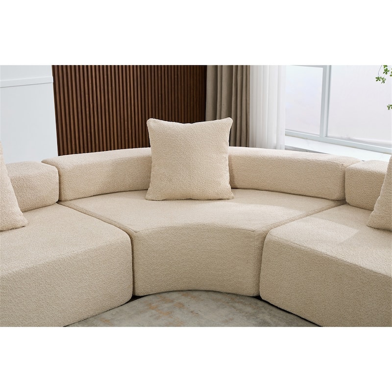 4-Seat Living Room Oversized Upholstered Curved Modular Combination Sofa