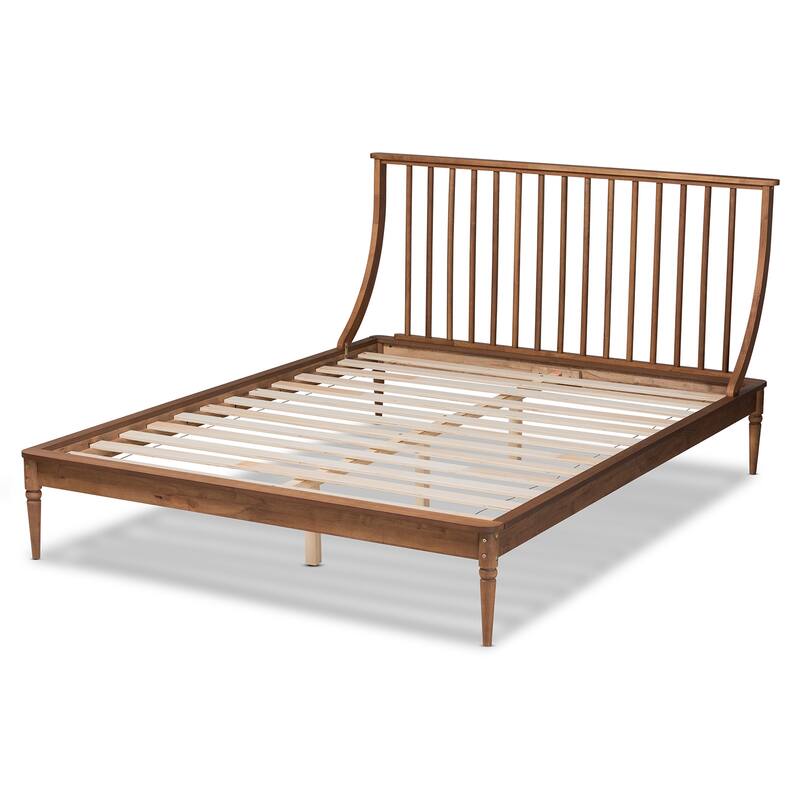 Abel Classic and Traditional Wood Platform Bed-Walnut Brown