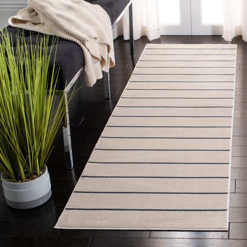 SAFAVIEH Orwell Fleda Modern Stripe Rug - 2'2" x 11' Runner - Ivory/Navy