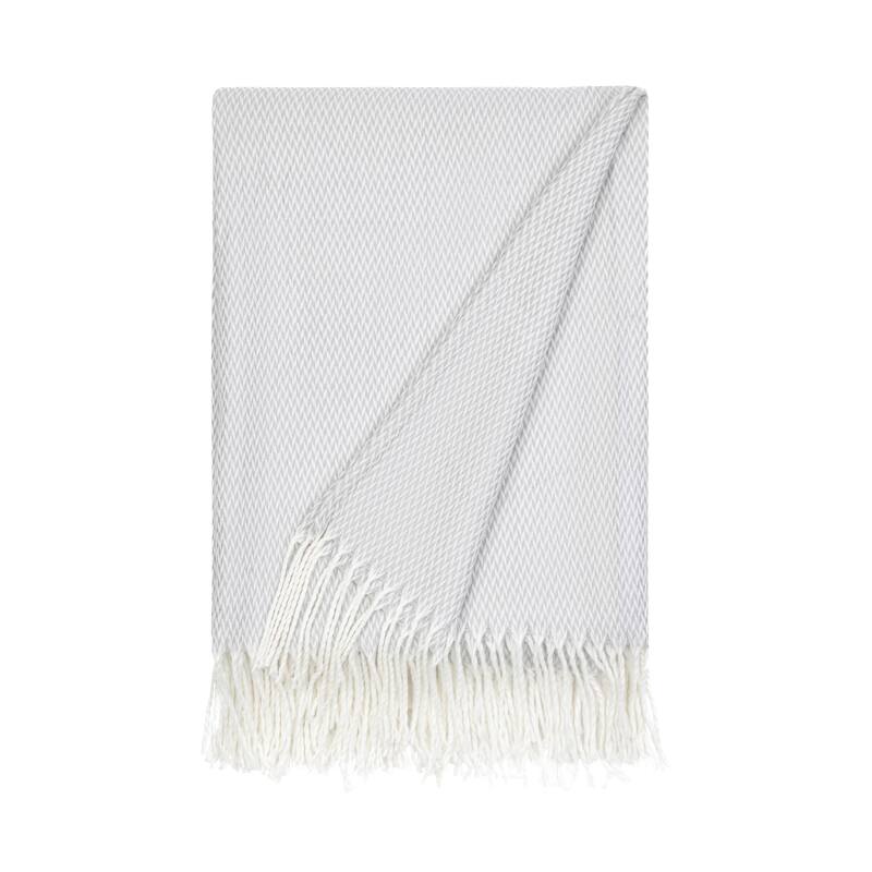 Becky Cameron Throw Blanket Herringbone with Fringed Edges
