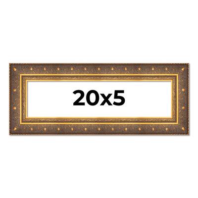 20x5 Frame Gold Real Wood Picture Frame inches Interior Frame Depth 1 inches Museo Bronze Ornate Photo Frame with UV Acrylic