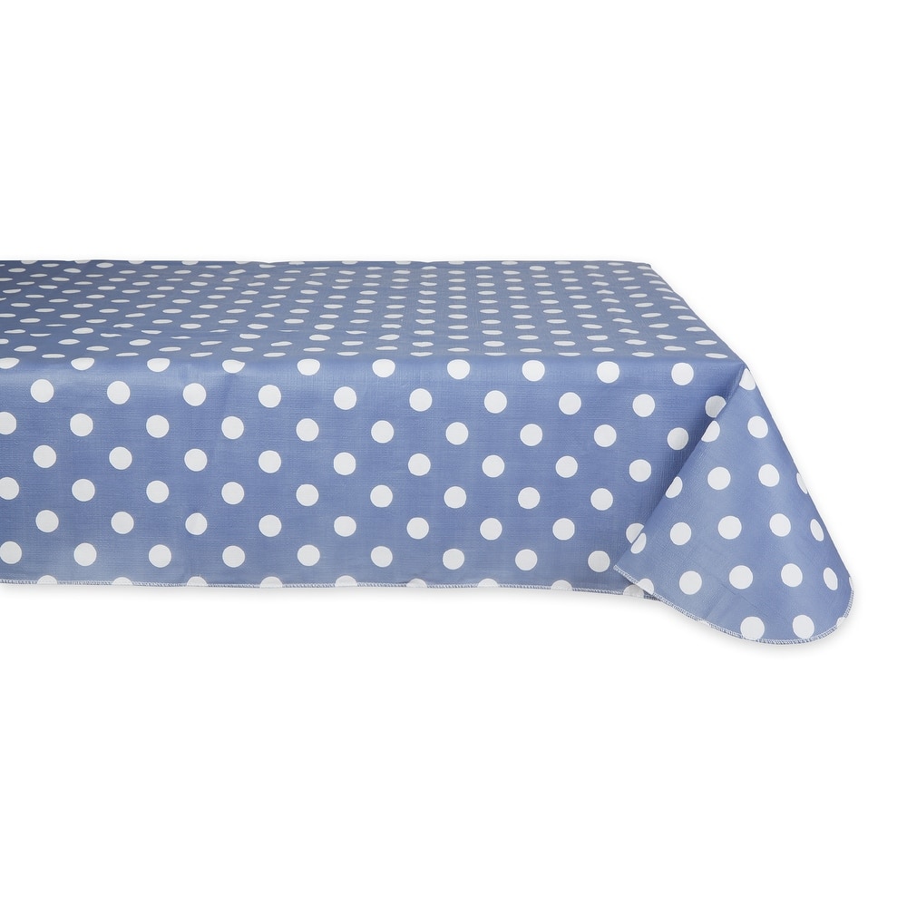 Stonewash Blue Polka Dot Vinyl Tablecloth