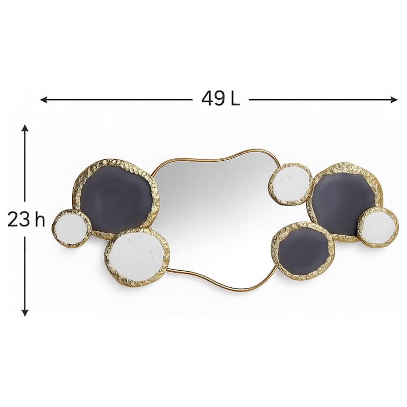 Gold Large Horizontal Mirrored Metal Wall Art 49x22 Abstract Decor