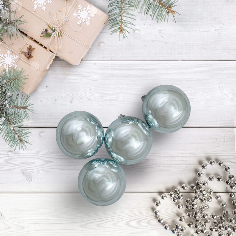 60ct Mermaid Blue Shatterproof Shiny Christmas Ball Ornaments 2.5"