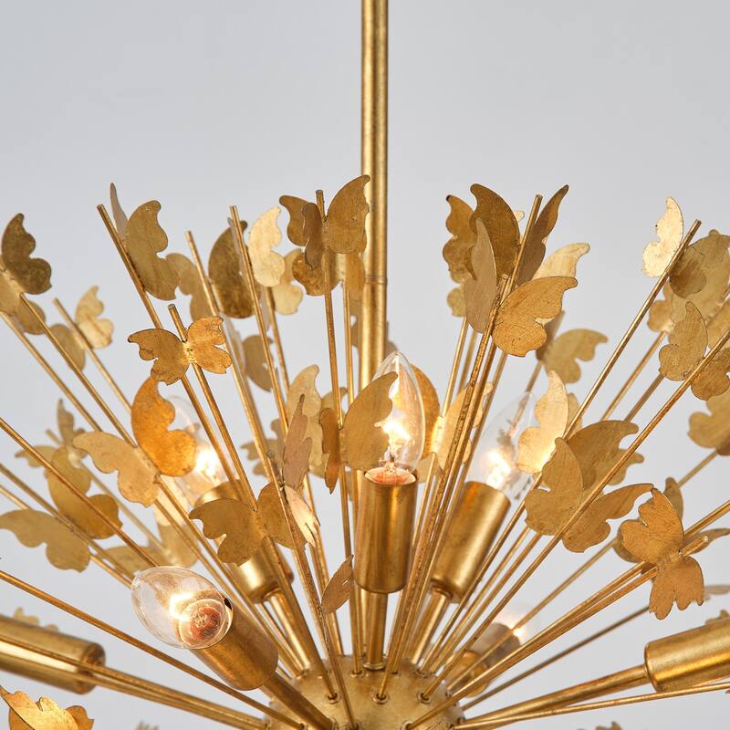 35" 14-Light Gold Butterfly Sputnik Sphere Distinctive Chandelier - 34.65 " D x 34.65 " W x 23.62" H