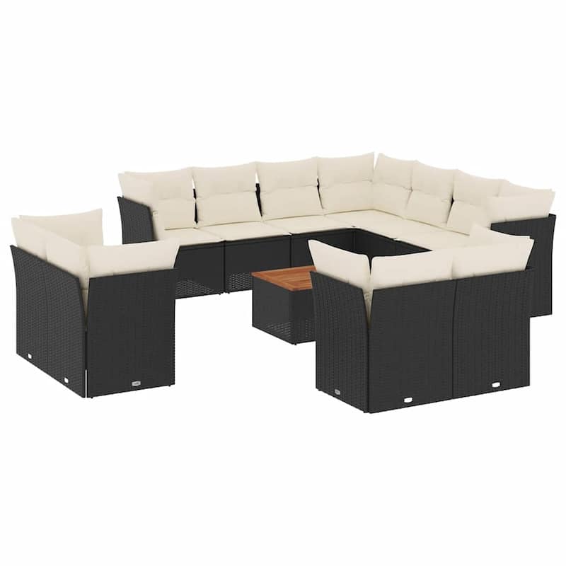 vidaXL Garden Sofa Set Black - 24.4 x 24.4 x 27.2