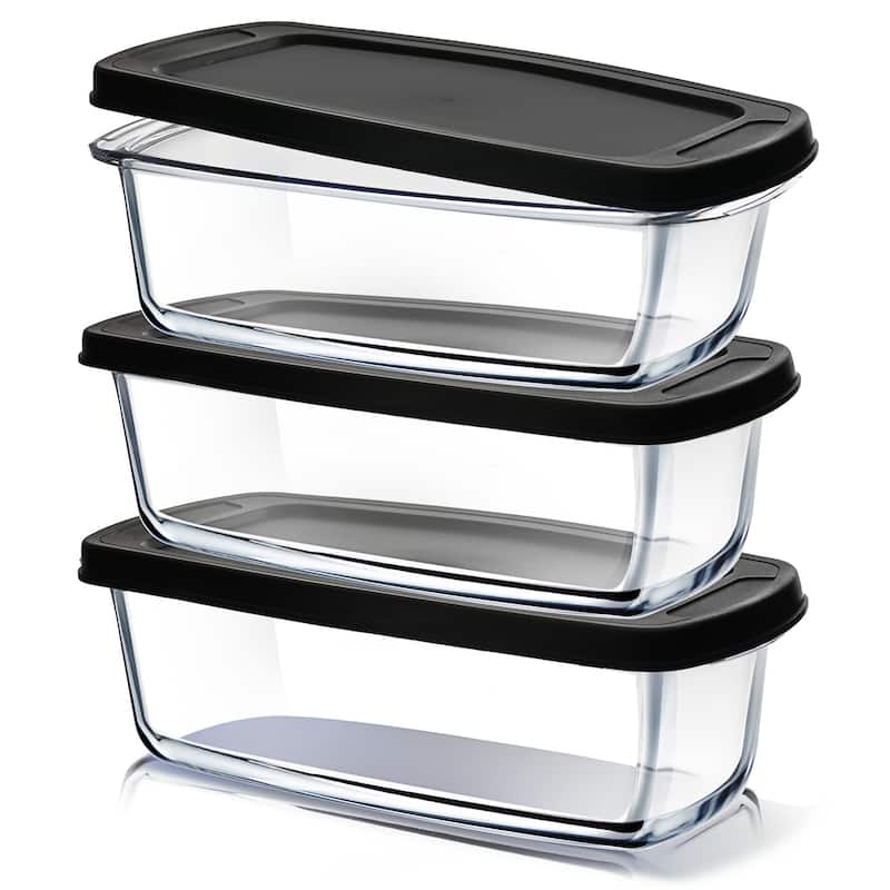 Eatex 1.9 Quart Glass Bread Pans with Lids - 4 Pack