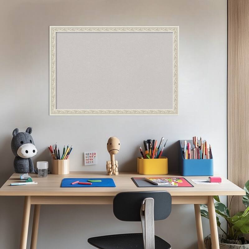 Bethany Silver Wood Framed Cork Board - Bulletin Board, Organization Board, Pin Board