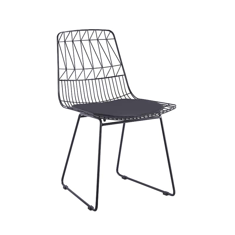 Porthos Home Yoshi Geometric Metal Dining Chairs with PU Leather Seat Pad, Set of 2