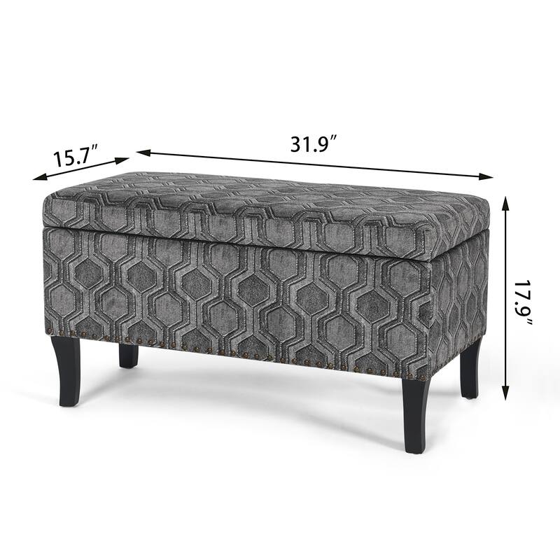 Adeco Storage Ottoman Bench Fabric Patterned Rectangular Toy Chests