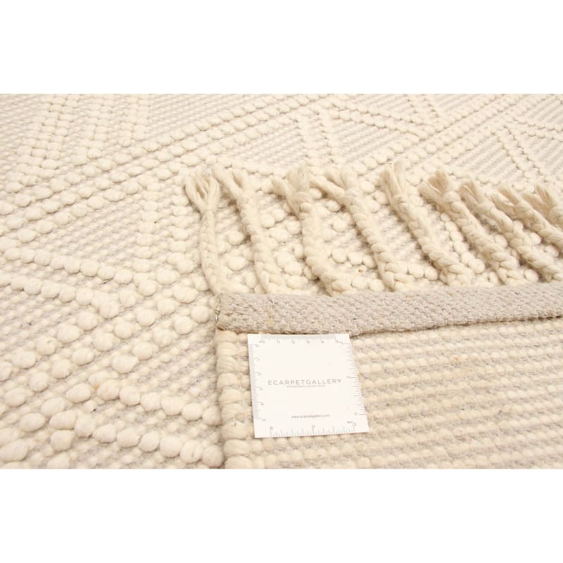 ECARPETGALLERY Braid weave Sienna Cream Wool Rug - 5'3 x 7'6