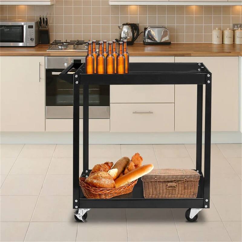 2/3 Tier Rolling Tool Cart 220 LBS Capacity Industrial Service Cart w/Wheels - 28.5"D x 14.2"W x 29.1"H