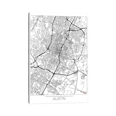 iCanvas "Austin Minimal Urban Blueprint Map" by Hubert Roguski Canvas Print