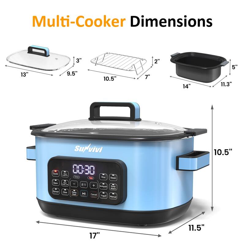 6.5QT 12-in-1 Programmable Multi Slow Cooker