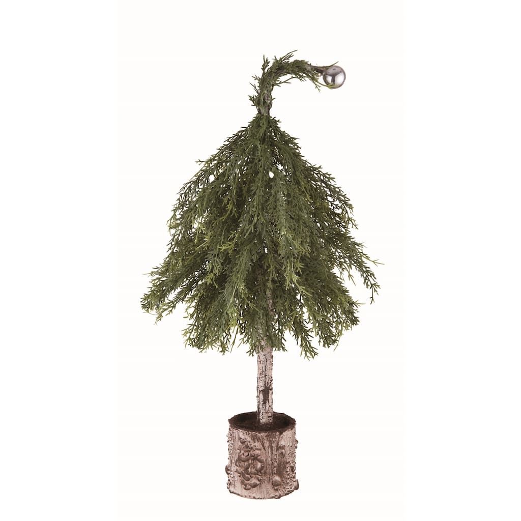 Transpac Artificial 22 in. Green Christmas Faux Pines Tree in Log