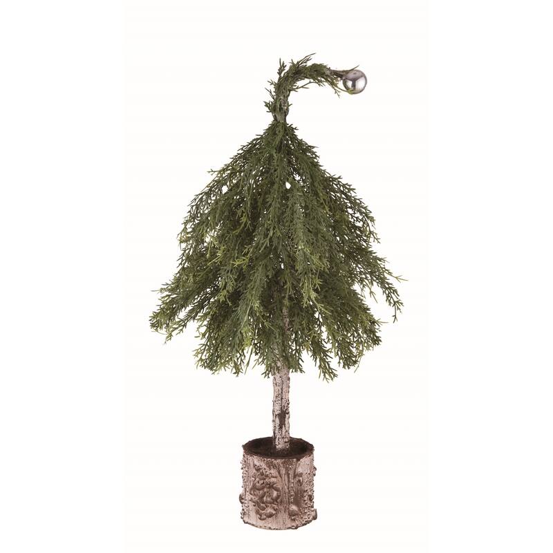 Transpac Artificial 22 in. Green Christmas Faux Pines Tree in Log