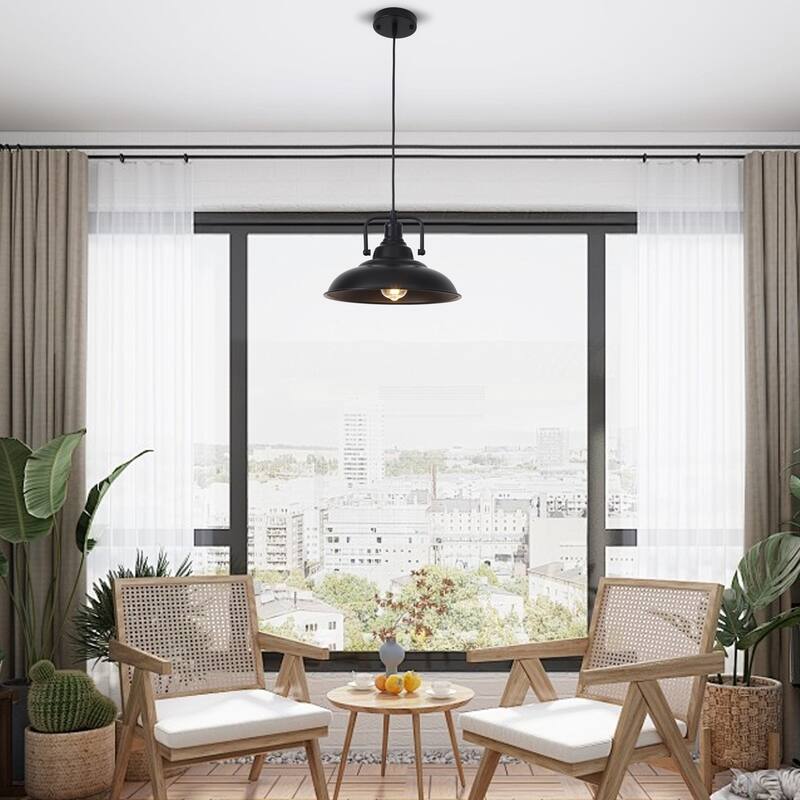 1-Light Rustic Hanging Kitchen Pendant Light Island Ceiling Light with Metal Shade for Dining Room