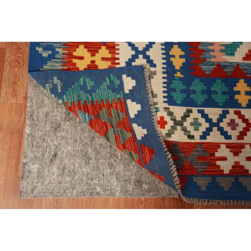 Geometric Kilim Oriental Large Rug Living Room Hand-Woven Wool Carpet - 10'2"x 16'3"