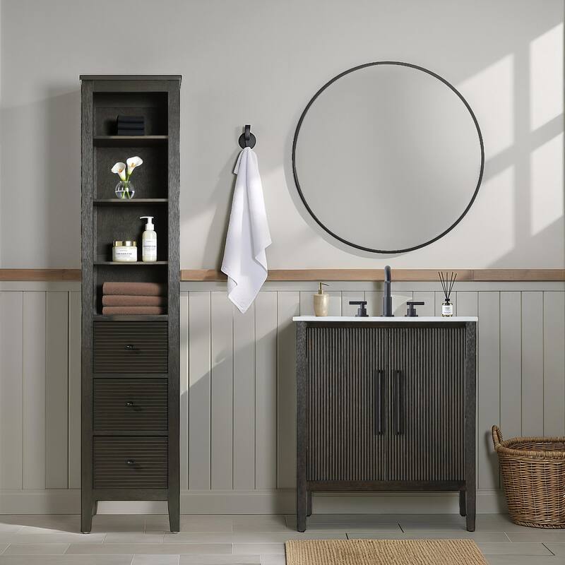 Kensington 16-28 Inch Open Shelving Bath Storage Cabinet