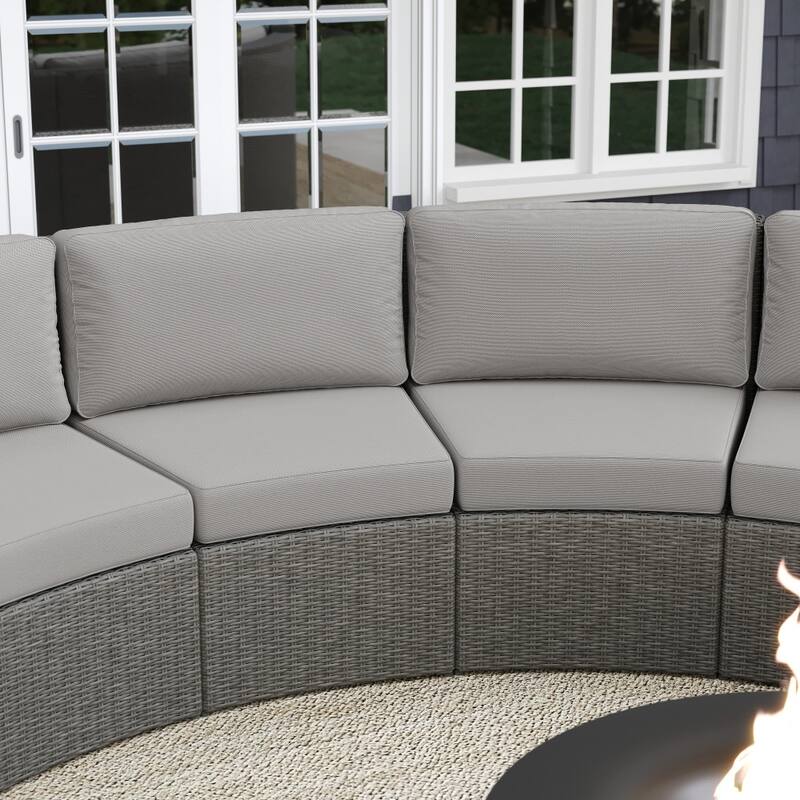 Martha Stewart Rattan Modular Patio Curved Sectional Seat - 33"W x 31"D x 30"H