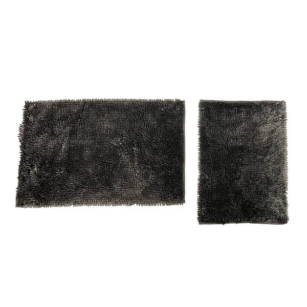 slide 1 of 1, Premius Baldwin 2-Piece Chenille Bath Mat Set, 20x32, 17x24 Inches Charcoal