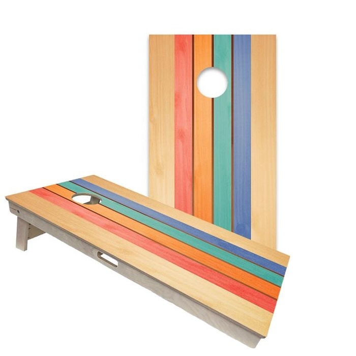 Retro Colored Stripes Regulation 2x4 Cornhole Board Set
