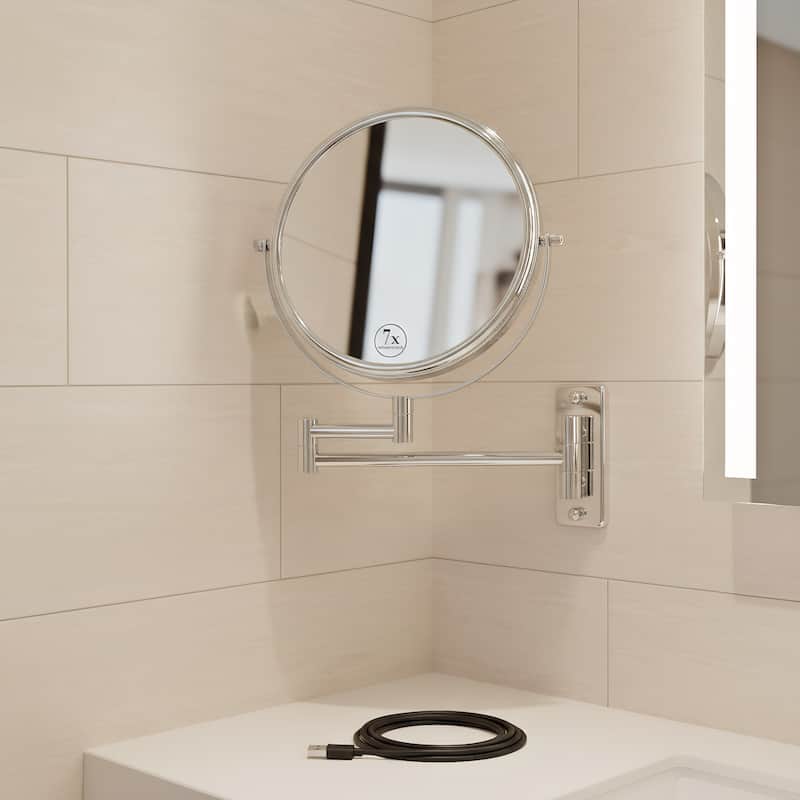 Wall Makeup Mirror Double-Sided Chrome Finish