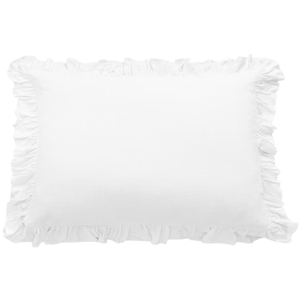 HiEnd Accents Lily Washed Linen Ruffled Dutch Euro Pillow, 27"x39"