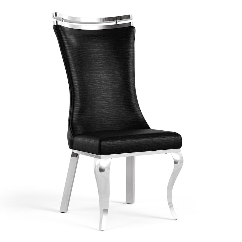 Furniture of America Thaddeus Glam Stainless Steel Upholstered Dining Side Chair (Set of 2)