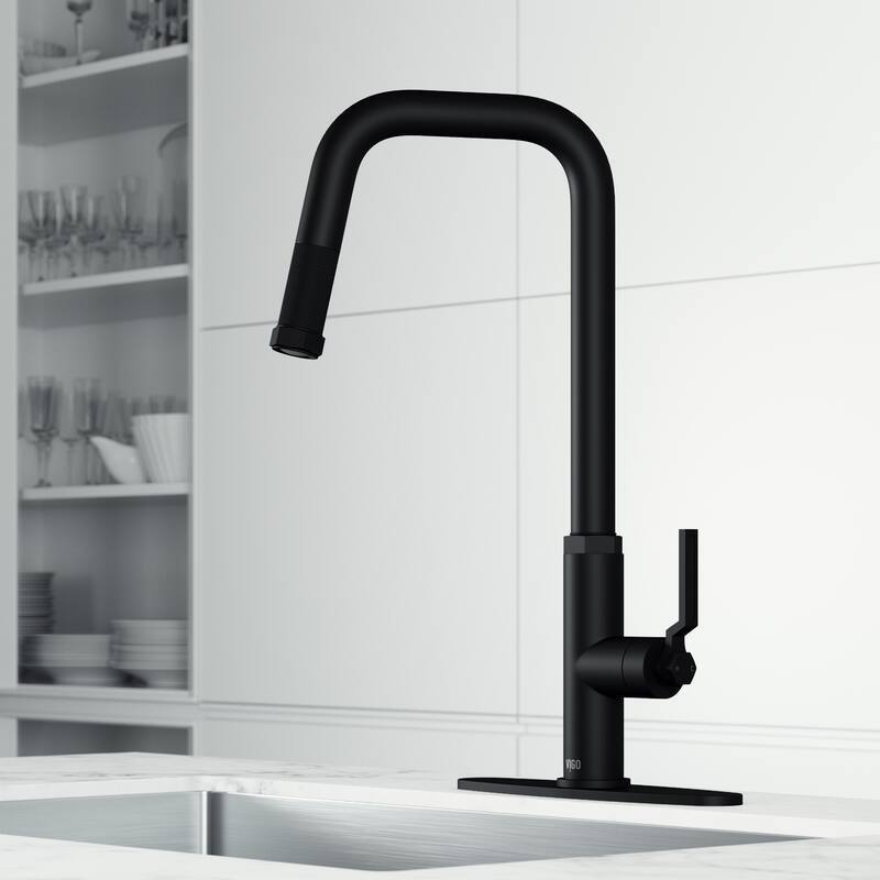 VIGO Hart Angular 18" H Single Handle Pull-Down Kitchen Faucet