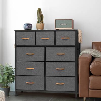 Home Extra Wide Closet Dresser Storage Tower Organizer Unit 9 Drawers