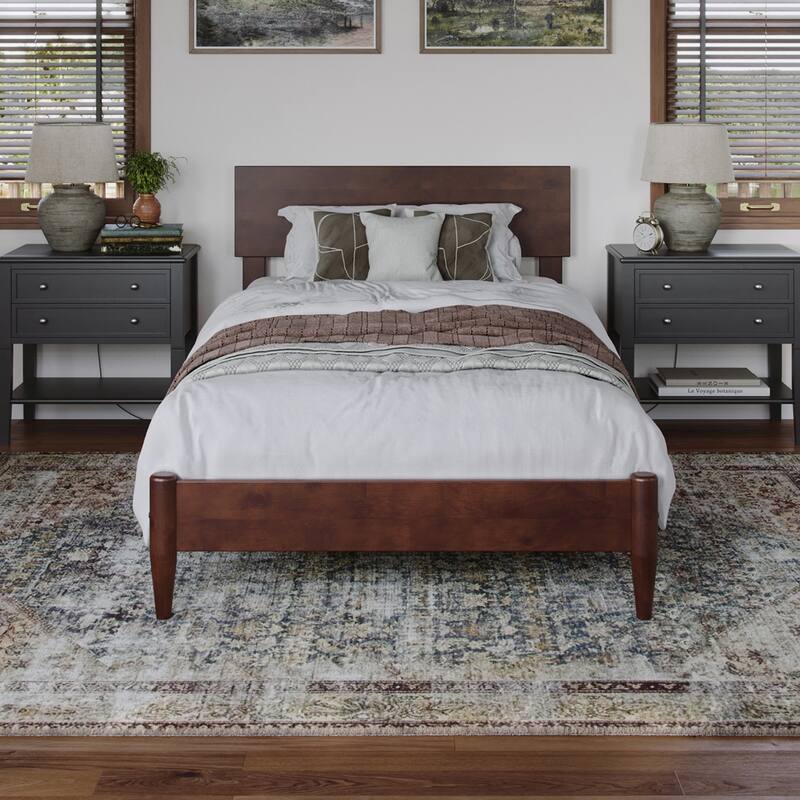 Aria Solid Wood Modern Low Profile Platform Bed