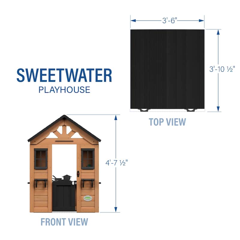 Backyard Discovery Sweetwater Cedar Wooden Playhouse with Play Kitchen - 3'6" x 3'10"