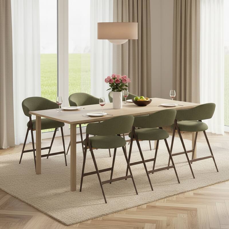 Ergonomic Counter Height Bar Stools with Curved Backrest & Breathable Fabric