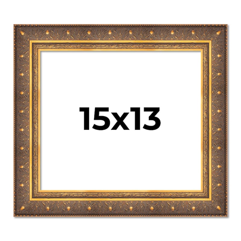 15x13 Frame Vintage Gold Solid Wood Picture Frame | 2.5 Inch Moulding