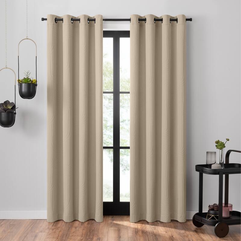 Umbra Ulysses Wave Geometric Light Filtering Grommet Curtain Panel - 84x50 - Light Bronze