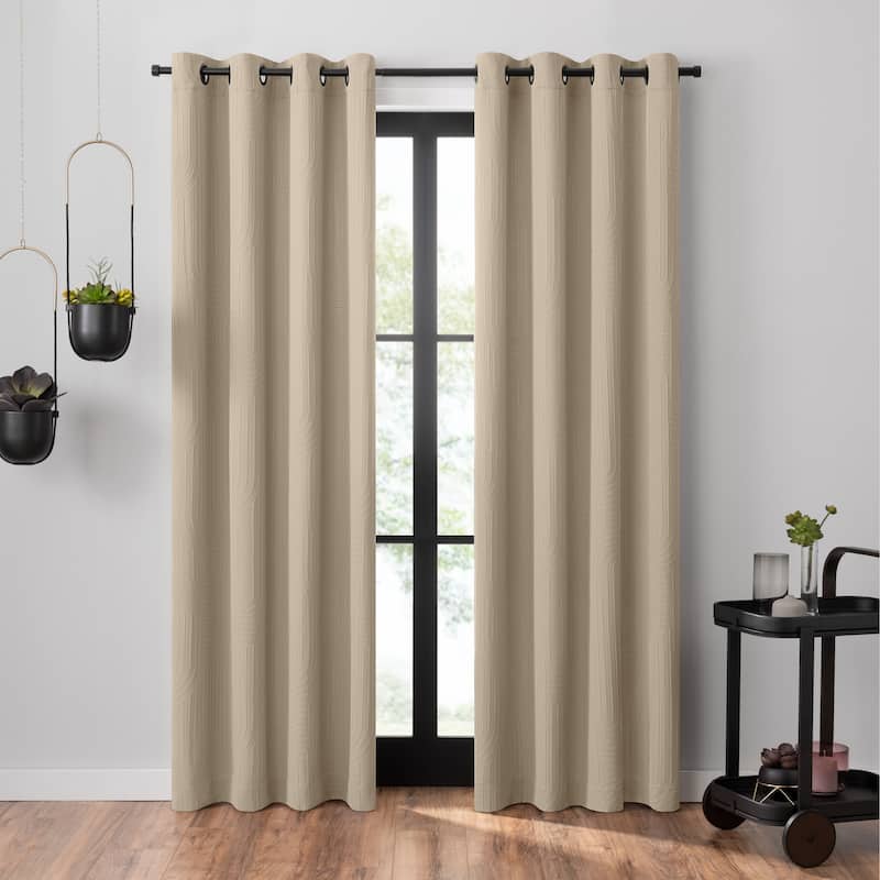 Umbra Ulysses Wave Geometric Light Filtering Grommet Curtain Panel