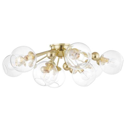 Hudson Valley Abbott 9-Light Semi-Flush Mount Clear Glass