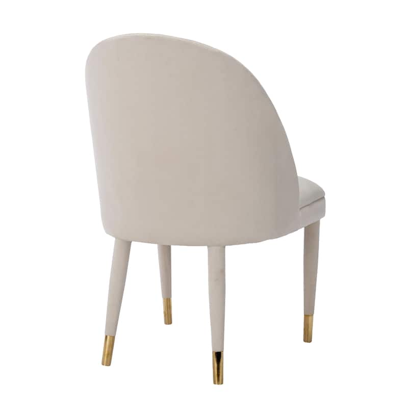 Velvet Upholstered Ripple Thread Leisure Single Dining Chair with Solid Wood Foot（set of 2）
