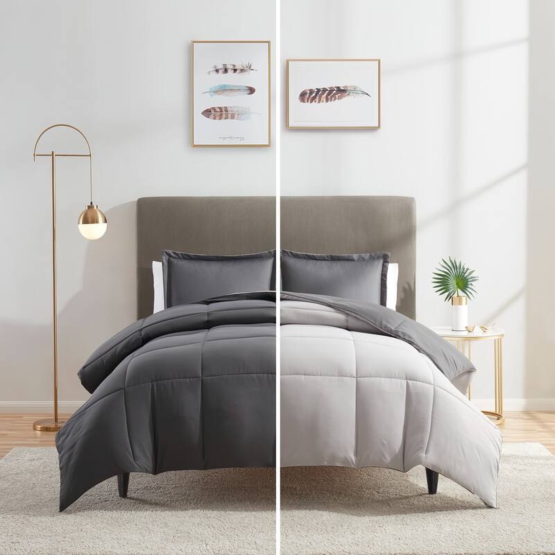 Nestl All Season Down Alternative Reversible Comforter Set - Queen - Silver/Gray