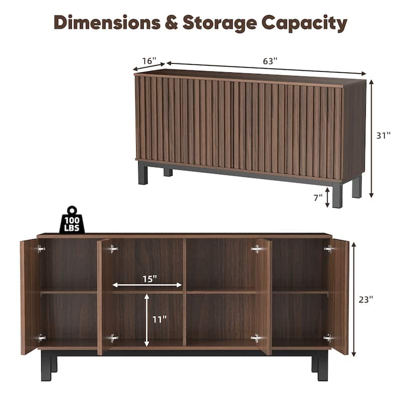 Pocassy Wood Coffee Bar Cabinet with Adjustable Shelf for Kitchen