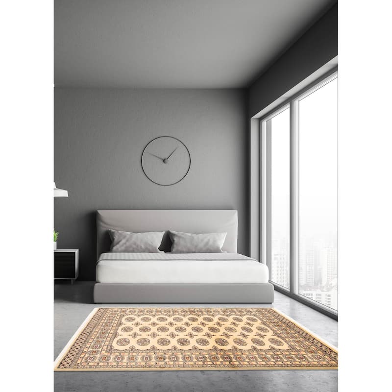 ECARPETGALLERY Hand-knotted Peshawar Bokhara Beige Wool Rug - 4'7 x 6'8