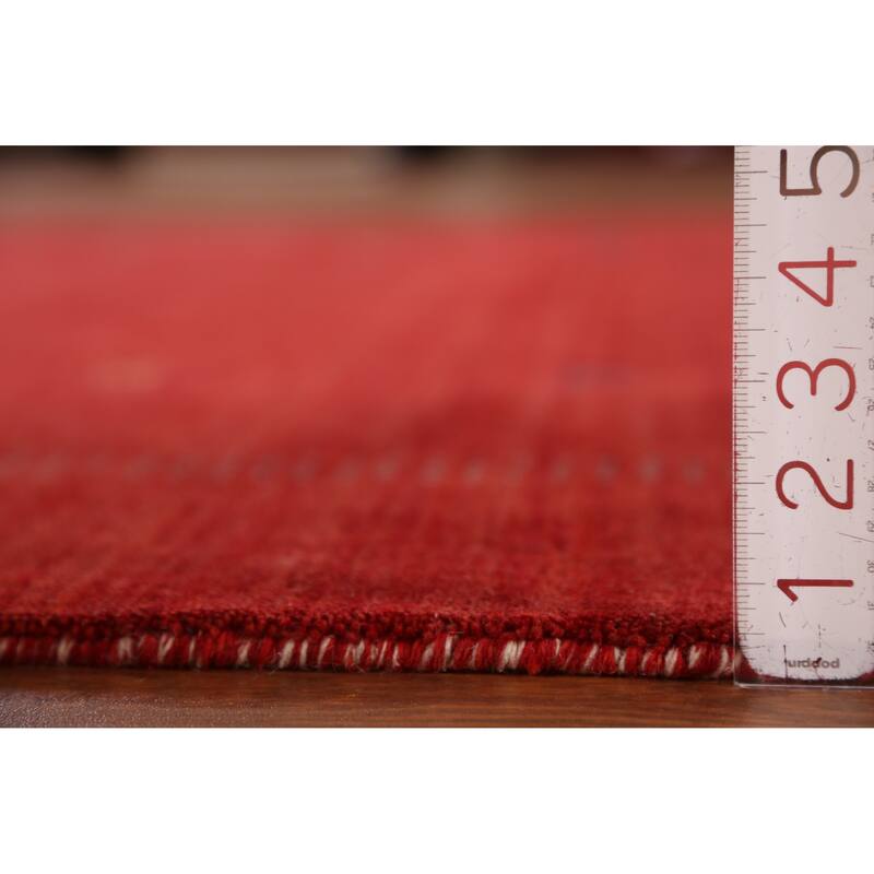 Hand Knotted Oriental 100% Wool Carpet Tribal Tribal Red Gabbeh Area Rug - 9' 10'' X 6' 9''